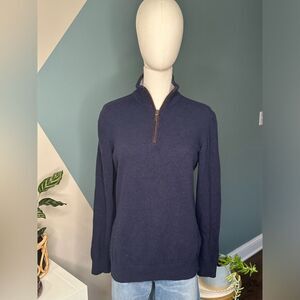 Men’s Filippo Riberti 1/4 ZIP Cashmere Wool Blend Sweater Made in Italy Navy Lg